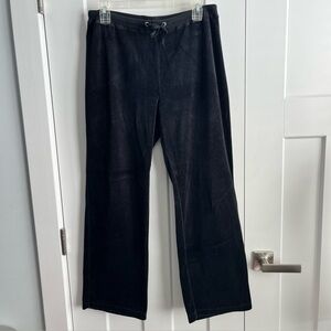 Oleg Cassini Sport Black Velour Pants Sz Lg In